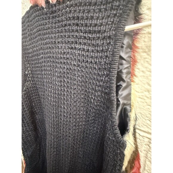 NWT JOSEPH A Longline Open Front Faux Fur Sleeveless Cardigan Womens M Chevron - Picture 15 of 15